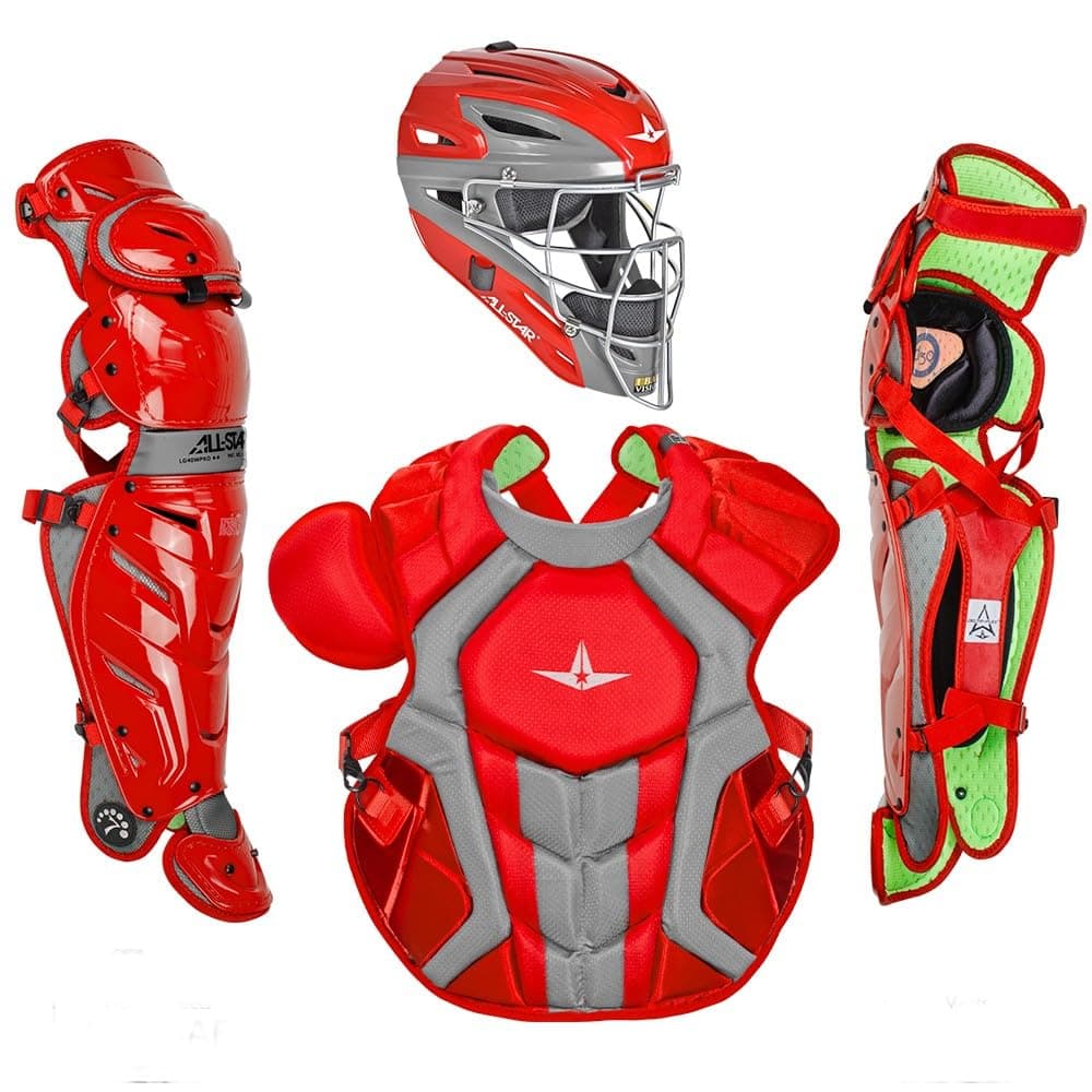 All-Star S7 Axis para adultos - Kit de equipamiento de receptor (casco, protector de pecho, espinilleras) Scarlet/Graphite 020AL069 SCGY