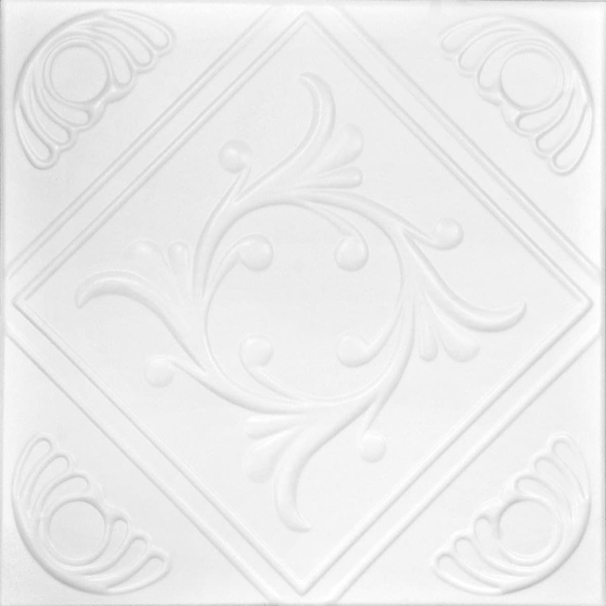 À LA MAISON CEILINGS R02 Diamond Wreath Foam Glue-up Ceiling Tile, Pack de 144, Ultra Pure White - Satin (Behr) r02upw-144