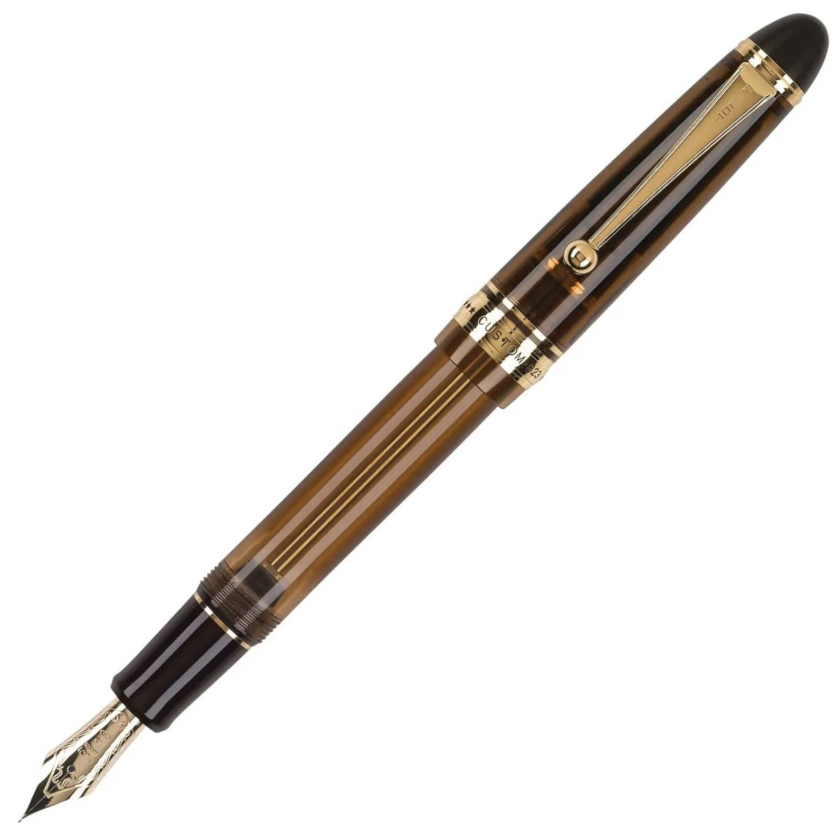PILOT Pluma Fuente Custom 823, Cuerpo Ámbar, Punta Fina, Tinta Azul (60558)