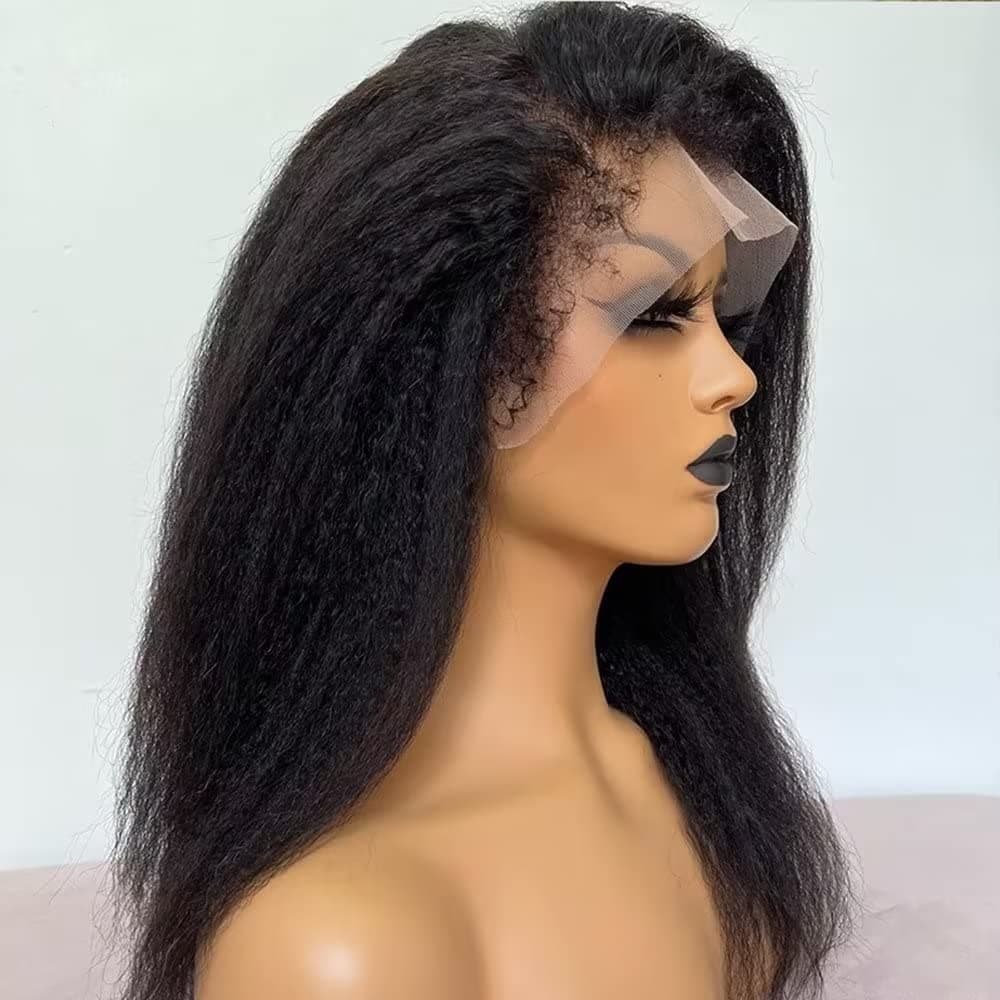 Jnymell Kinky Straight 13x6 - Peluca lace frontal HD 100% cabello humano, 150% densidad, 28" JNY230216H1