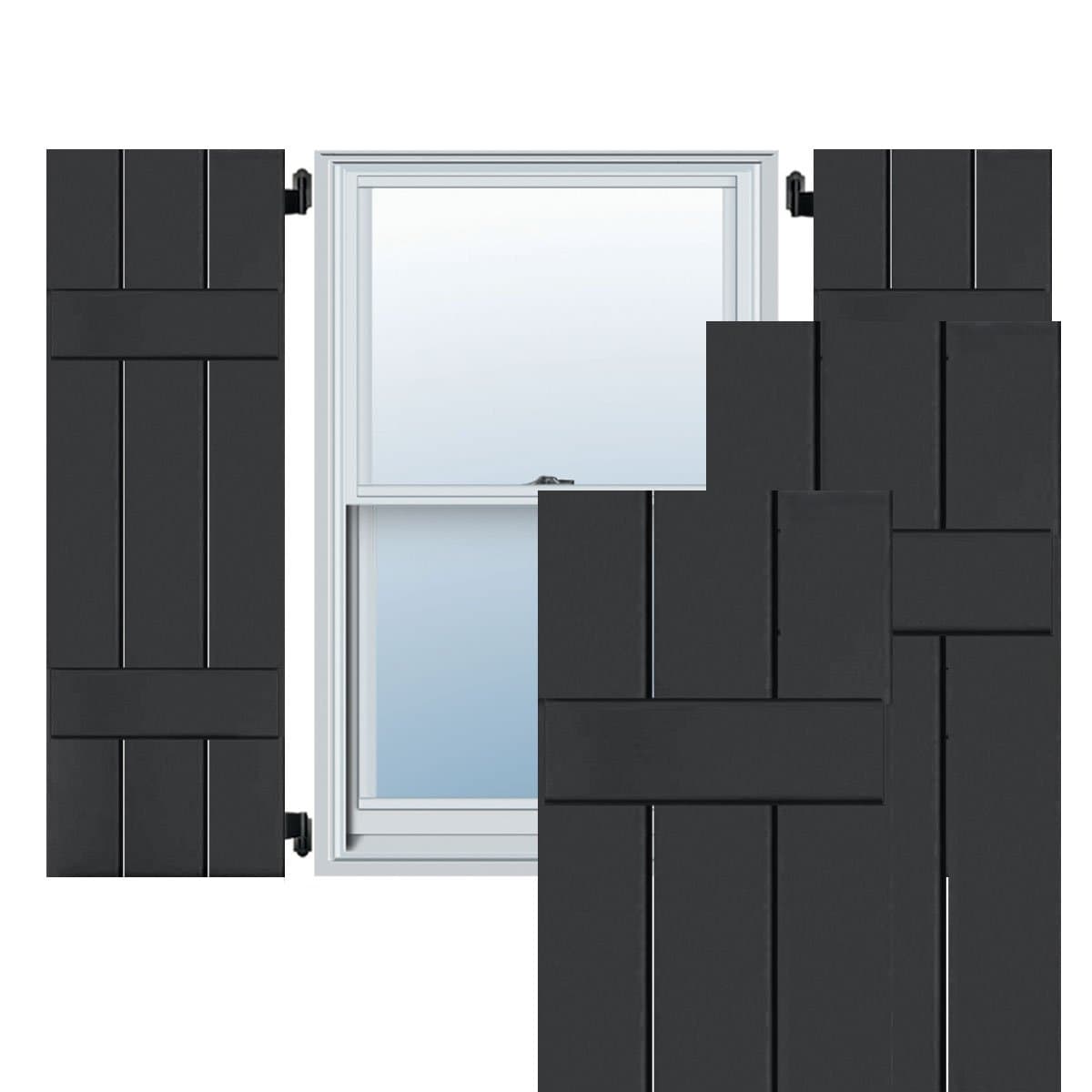Ekena Millwork RWB12X061BLM Persianas exteriores de madera auténtica 12" x 61" Black