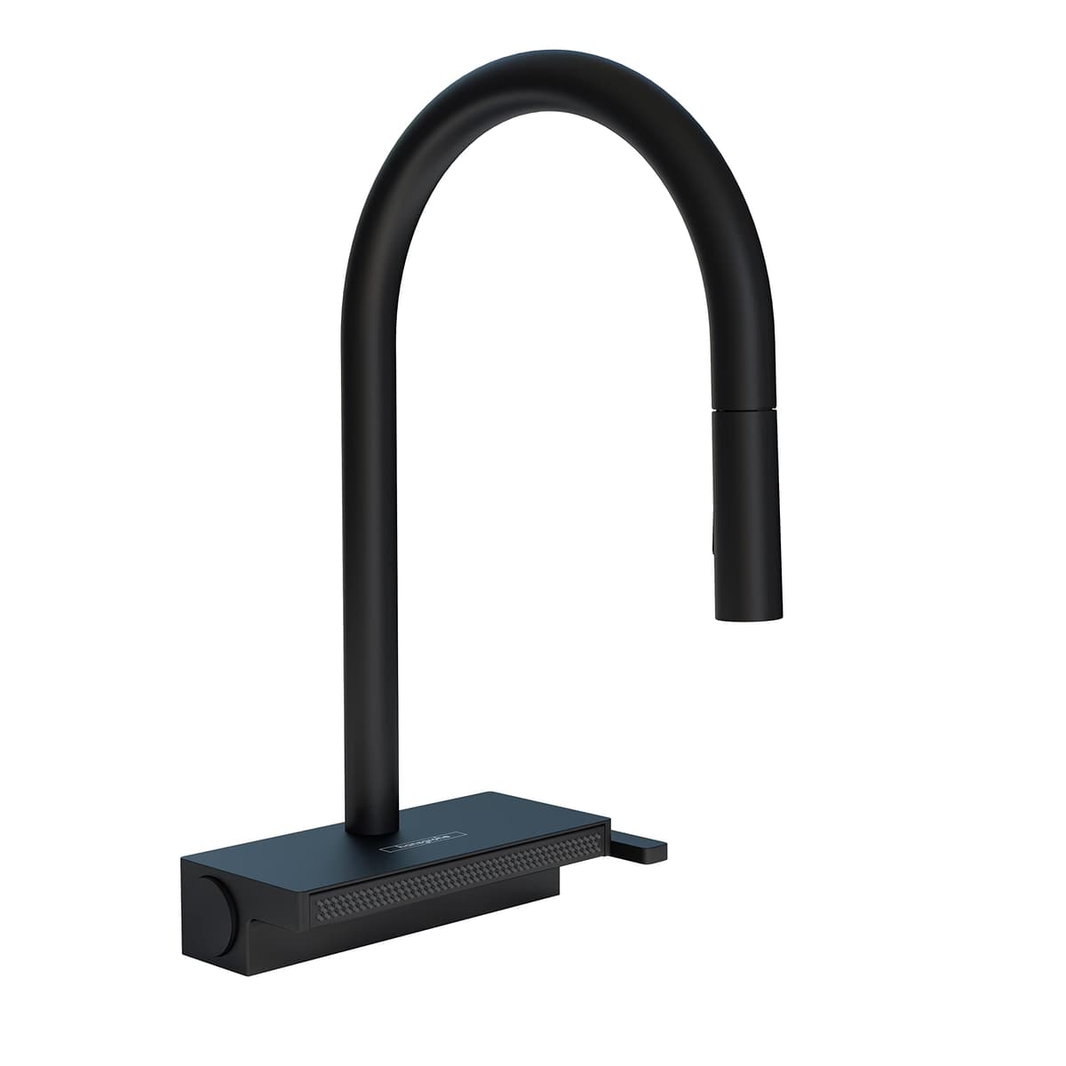 hansgrohe Aquno Select Black Grifo de Cocina Pico Alto con sBox y Duchador Extraíble, Matte Black 73831671