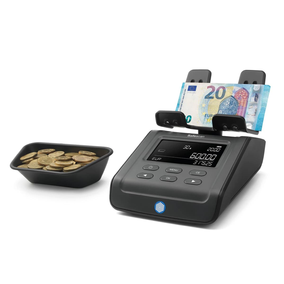 Safescan 6175 Máquina Contadora de Dinero: Cuenta Valor de Monedas y Billetes, Reconocimiento de Rollos