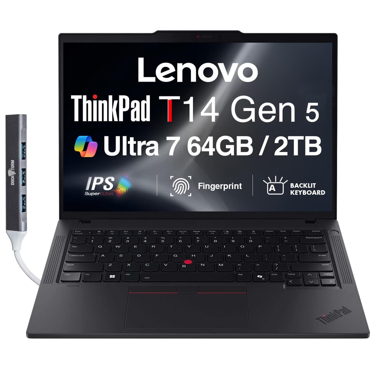 Lenovo ThinkPad T14 Gen 5 14" IPS FHD+ Intel Core Ultra 7 155U 64GB 2TB SSD Win 11 Pro con Dockztorm 21MLS1KT00