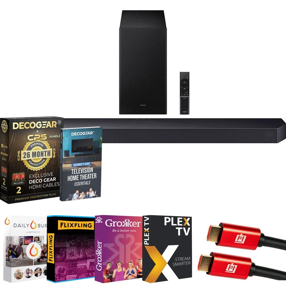 Samsung HW-Q600F 3.1.2ch Soundbar con Subwoofer - Bundle con protección extendida y accesorios E1SAMHWQ600F
