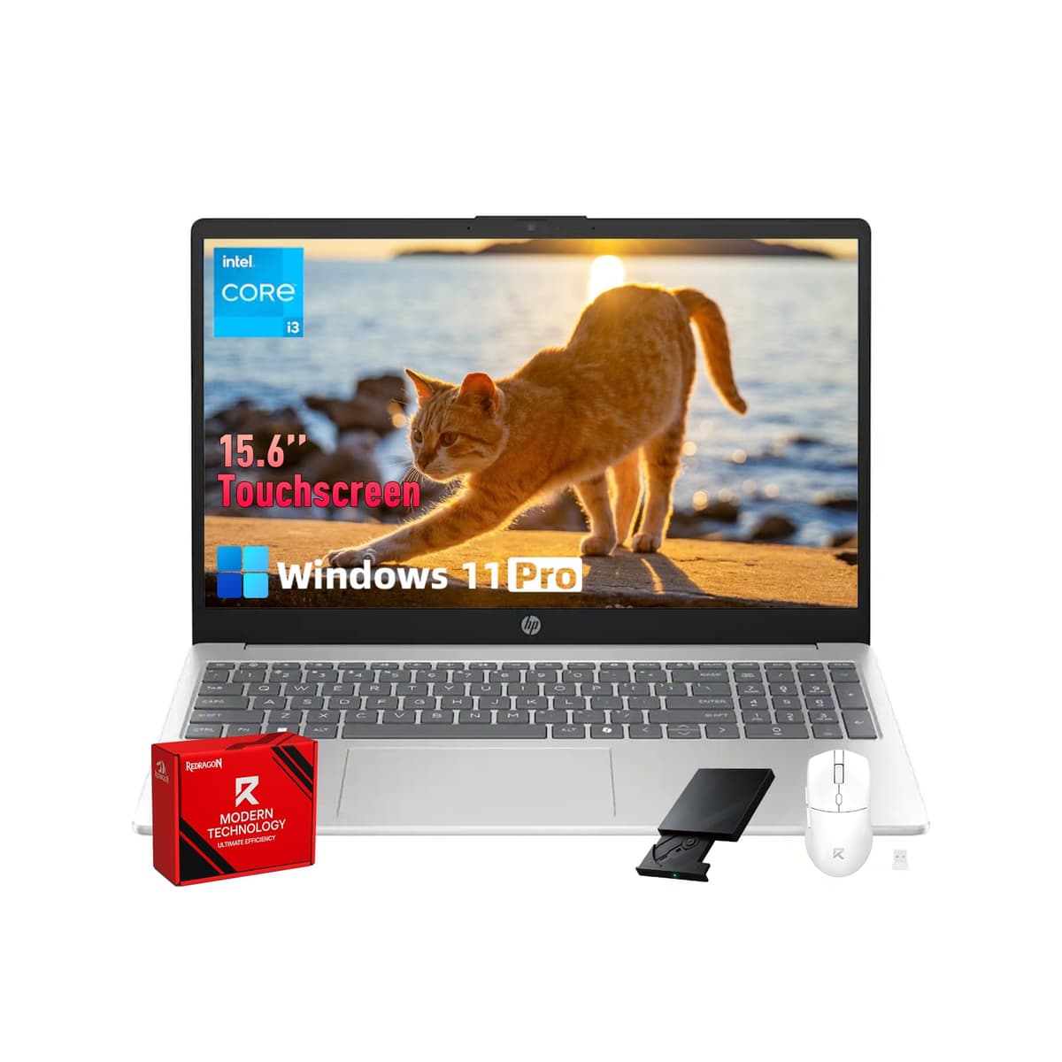 HP Laptop táctil de 15.6", Intel Core i3 de 13ª generación, pantalla táctil antirreflejo de 15.6", AI Copilot, Wi-Fi 6, carga rápida, cámara HD, Windows 11 Pro, Bluetooth 5.3 (16GB RAM | 512GB SSD)