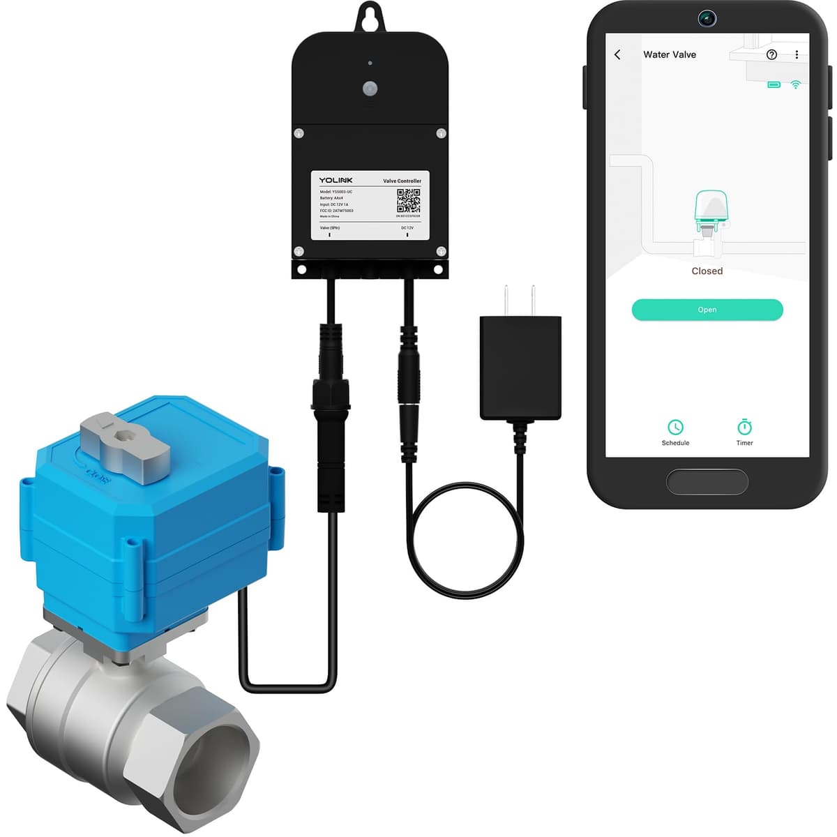 YoLink Valve Controller 2 Kit Válvula Esférica Motorizada Acero Inox LoRa 2" NSF Hub Requerido YS5003S+DN50S