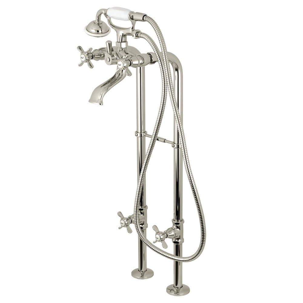 Kingston Brass CCK285K6 Grifo Freestanding para Tina con Línea de Suministro y Válvula de Cierre, Polished Nickel