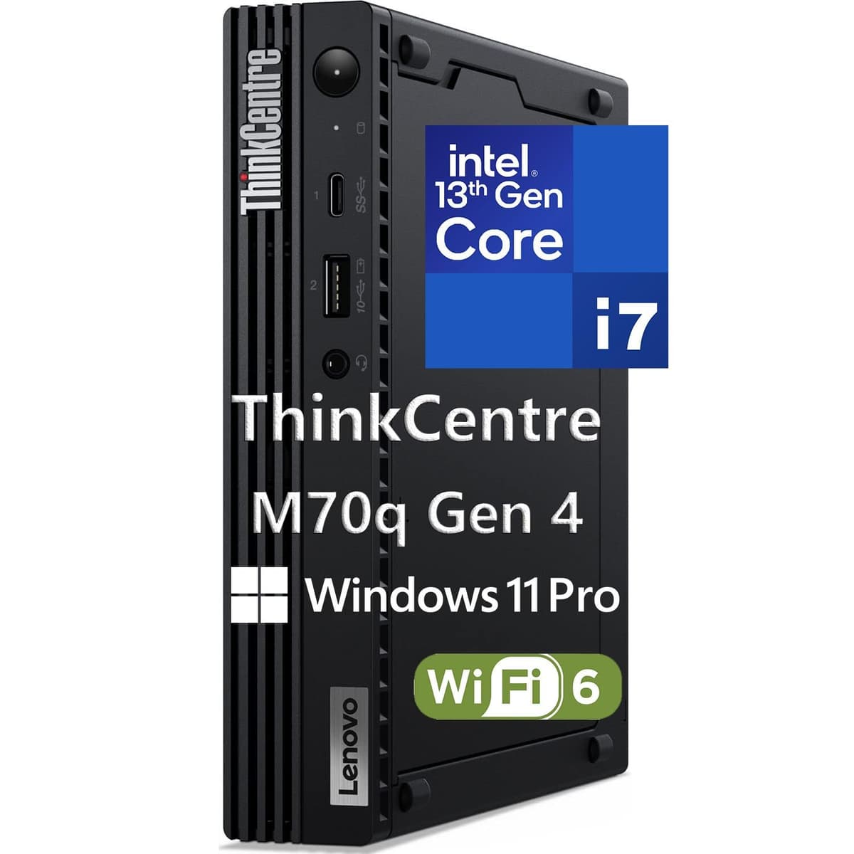 Lenovo ThinkCentre M70q Gen 4 MFF Mini PC Empresarial i7-13700T 16GB 512GB SSD Windows 11 Pro 12E4X00500