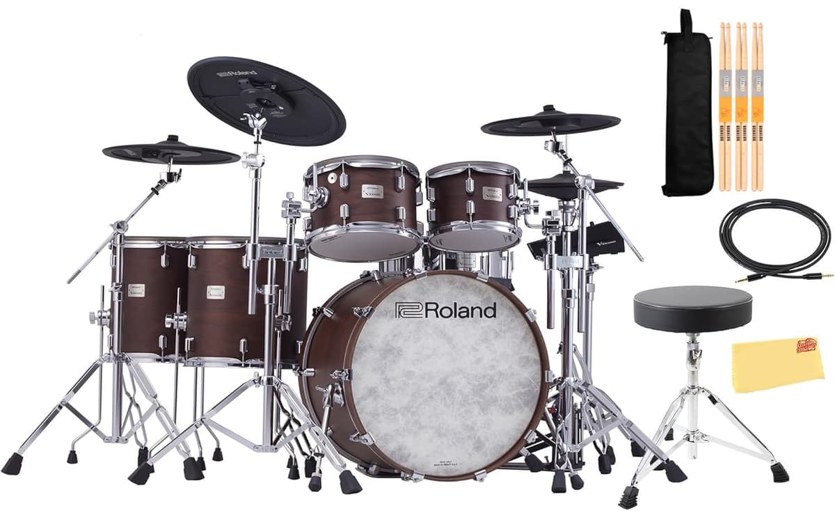 Roland VAD716 V-Drums Acoustic Design Electronic Drum Set - Satin Walnut Bundle con accesorios AUS-VAD716-SW-COMBO-PRO