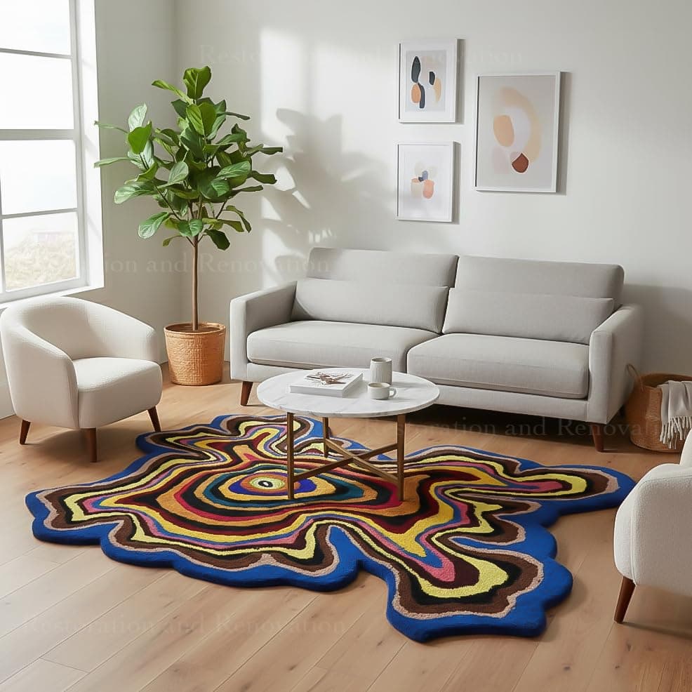 Alfombra artesanal de lana irregular Restoration and Renovation (Multi., 10x10 ft) Handmade