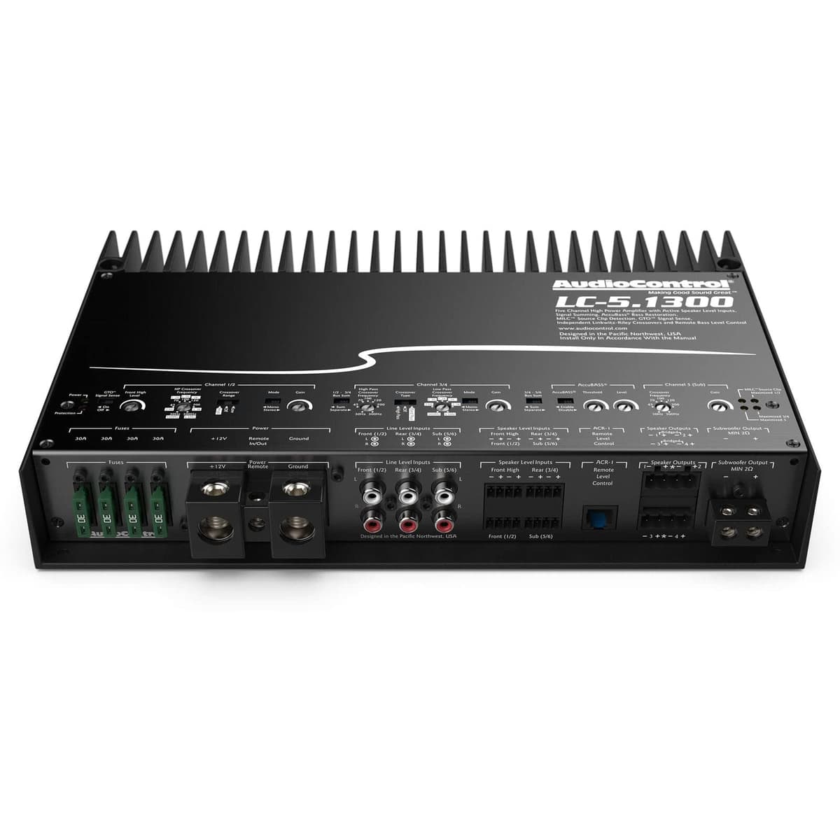 AudioControl LC-5.1300 Amplificador Automotriz Multi-canal 5/3 de Alta Potencia 1300 W RMS con Accubass