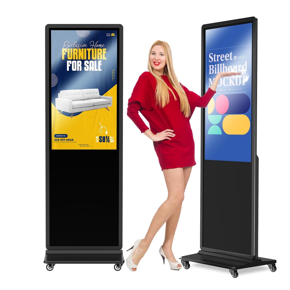 HARZHI 43 Inch 4K LCD Digital Signage Display Kiosk Indoor Floor Standing Poster con Reproductor Multimedia (43" Touch-Screen 4K)