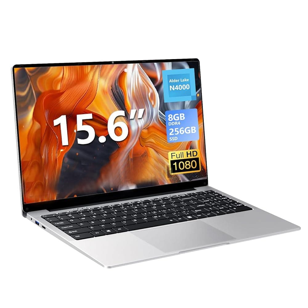 KeeUiU Laptop para juegos de 15.6 pulgadas N4000, 8GB RAM, 256GB SSD, Notebook Full HD 1920x1080, apertura 180°, WiFi5, Mini HDMI, teclado numérico - para estudiantes, negocios y trabajo ECOBOOK