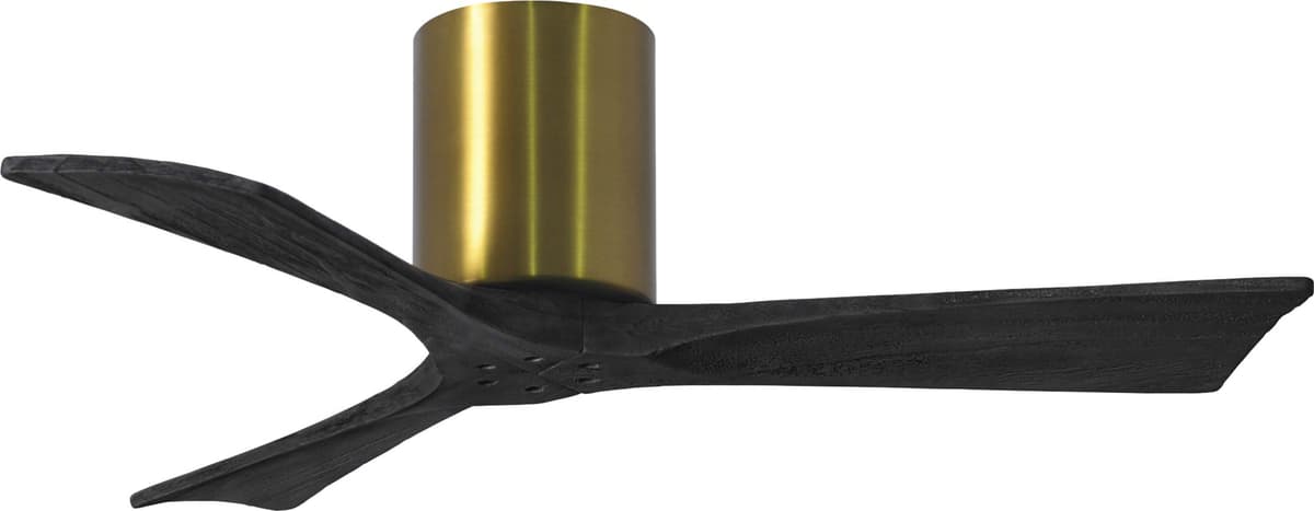 Matthews IR3H-BRBR-BK-42 Irene ventilador de techo empotrado 42" con control remoto y de pared, motor DC silencioso, 3 aspas de madera negra, latón cepillado