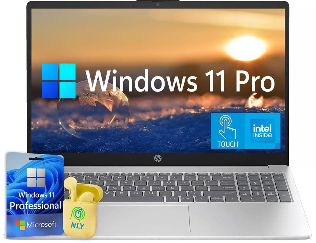 Portátil empresarial HP con pantalla táctil, 15.6" FHD IPS, Intel Core i7-1355U, Windows 11 Pro, teclado numérico, obturador de cámara, audífonos NLY, plateado (Intel Core i7, 32GB RAM | 1TB SSD) HP Laptops 15.6 Inch