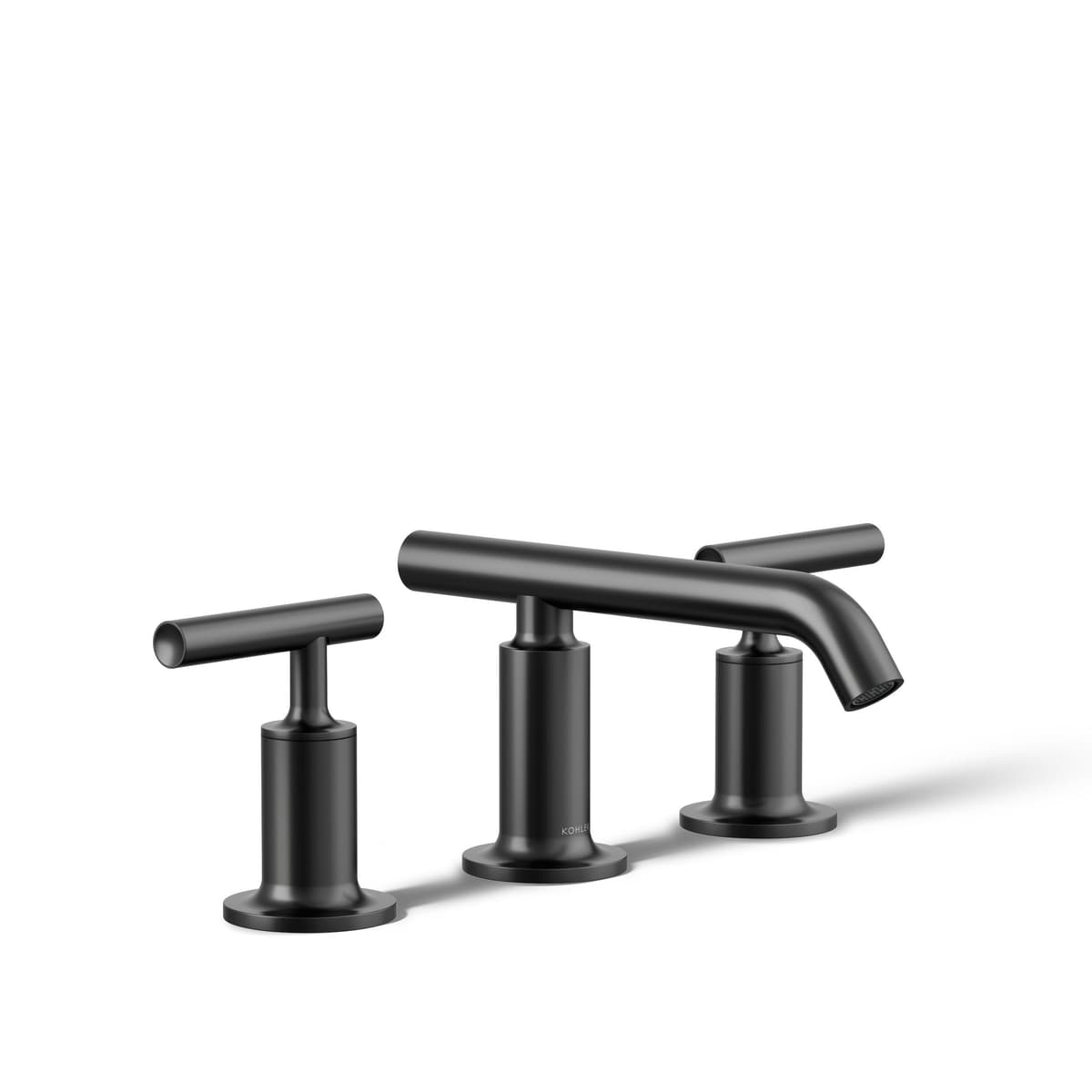 Kohler Purist Monomando lavabo ancho con manijas palanca, 1.2 gpm, Negro Mate 14410-4-BL