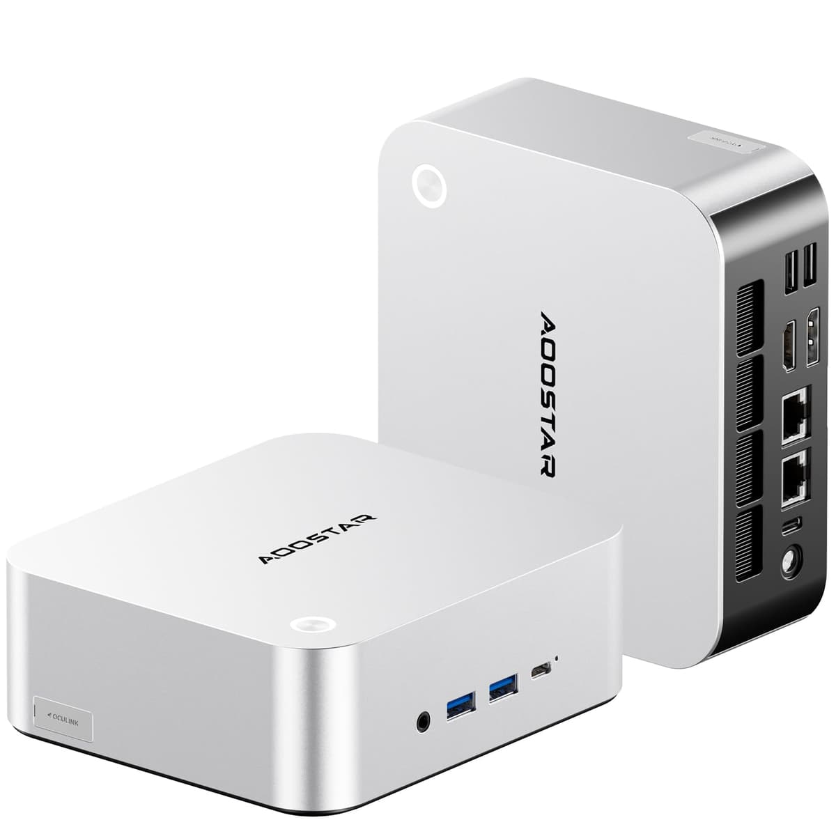 AOOSTAR MACO AMD Ryzen 9 8945HS Barebone Mini PC (8C/16H, hasta 5.2 GHz), Mini PC con gráficos Radeon 780M, soporte para cuatro pantallas, con OCuLink, Dual USB4, Doble LAN 2.5G/HDMI/WiFi 6