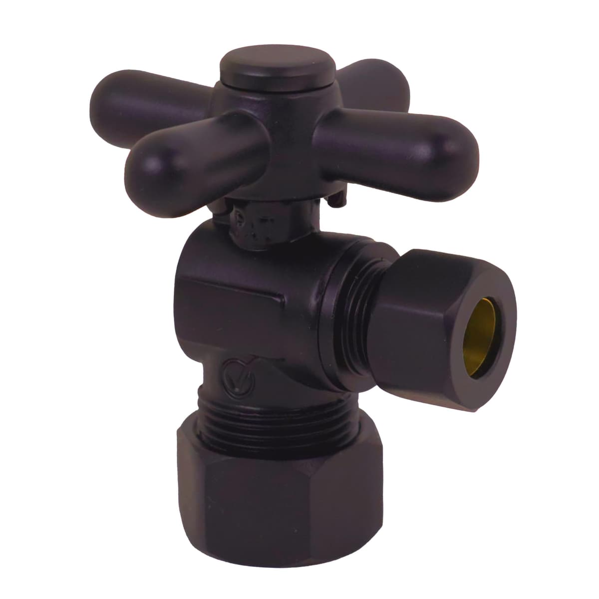 Westbrass D105BX-100-12 Válvula shut off angular 1/4-turn con manija cruz, 5/8" OD x 3/8" OD, Oil Rubbed Bronze (100-Pack)
