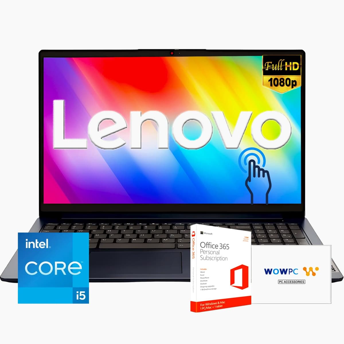 Lenovo 15.6" FHD Pantalla Táctil Portátil Edición Thanksgiving Nueva, Poderoso Procesador Intel Core i5-1335U (Mejor que i7-1255U), 16GB RAM, 1TB SSD, Windows 11 Pro con Microsoft Office, WOWPC USB 1i