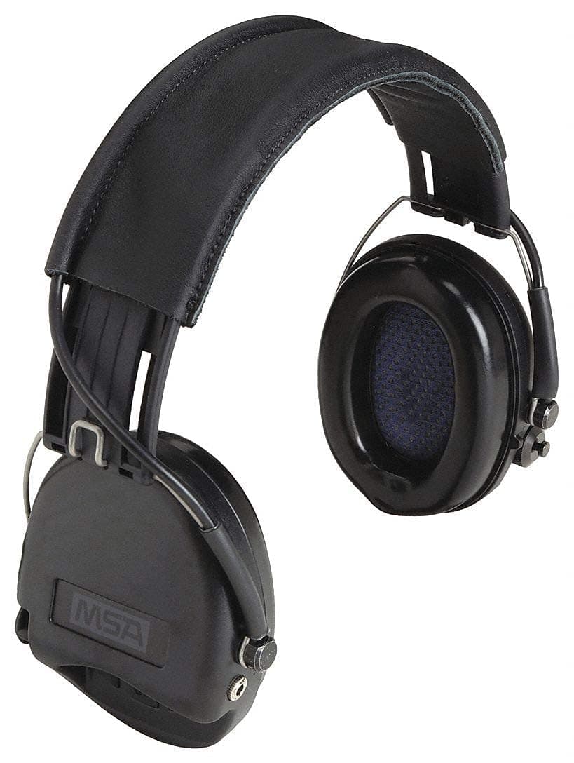 MSA Supreme Pro Electronic Earmuff con diadema de cuero, copas negras, anillos de sellado de espuma, NRR 19 dBA 10061285