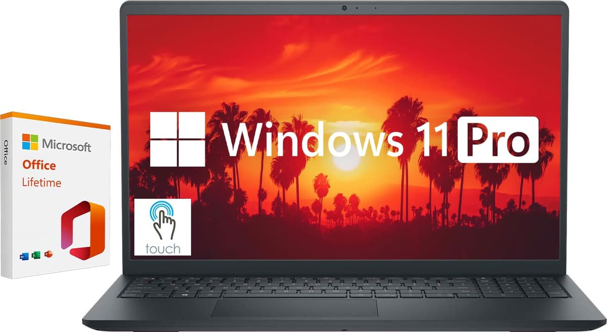 Dell Inspiron 15.6" Laptop con pantalla táctil, Windows 11 Pro, 16 GB RAM, SSD 1 TB, Intel Core i5-1155G7, pantalla FHD 1920 x 1080 LED, licencia perpetua de Microsoft Office, Carbon Black
