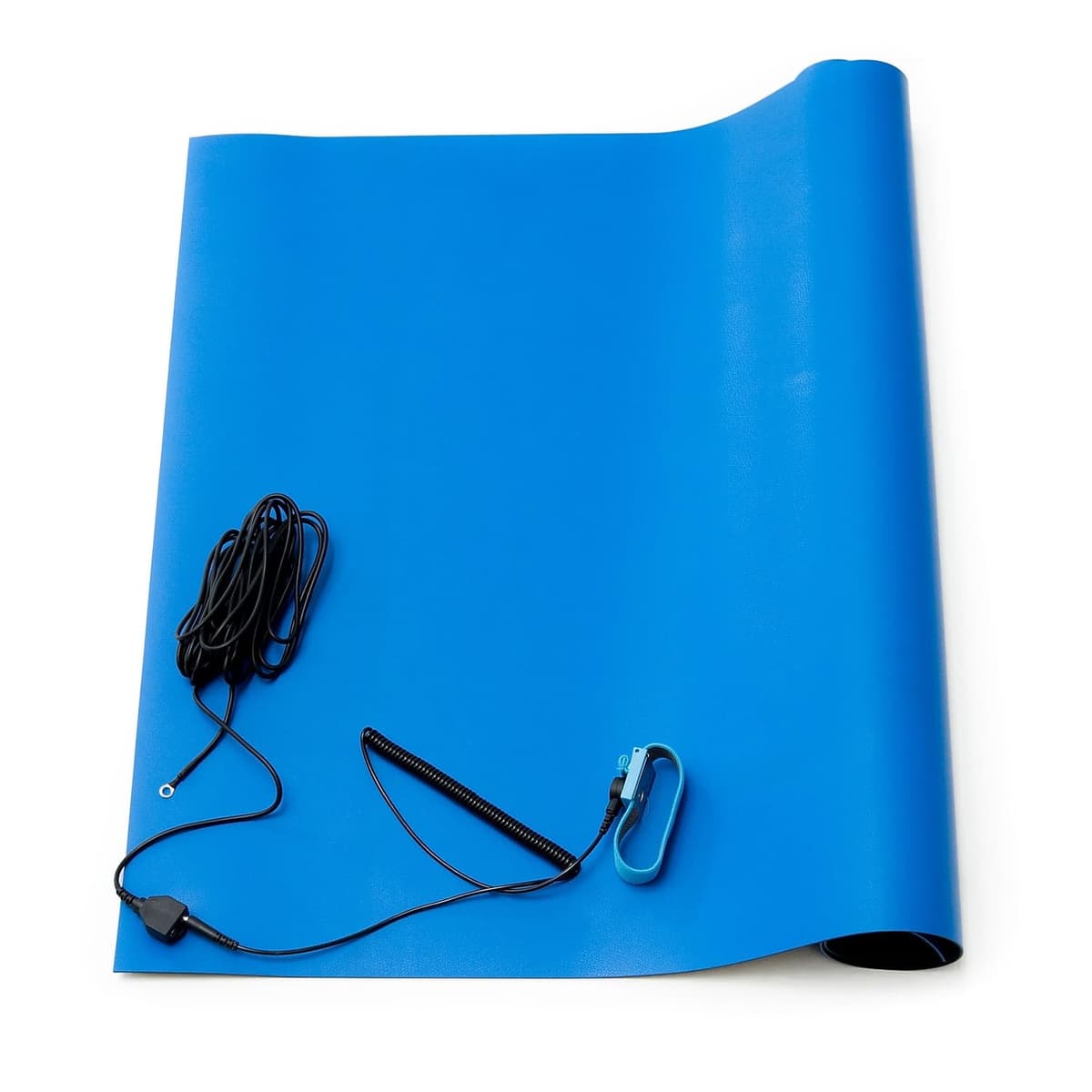 Bertech ESD Soldering Mat Kit 3 x 8 ft, 0.060 in, Azul, con pulsera y cable de tierra 2059USA-3x8BKT