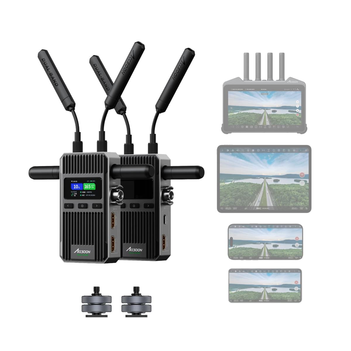 Accsoon CineView 2 SDI - Sistema inalámbrico SDI/HDMI, 1500 ft, latencia <50ms, UVC/RTMP, monitoreo 4 apps WIT08-S