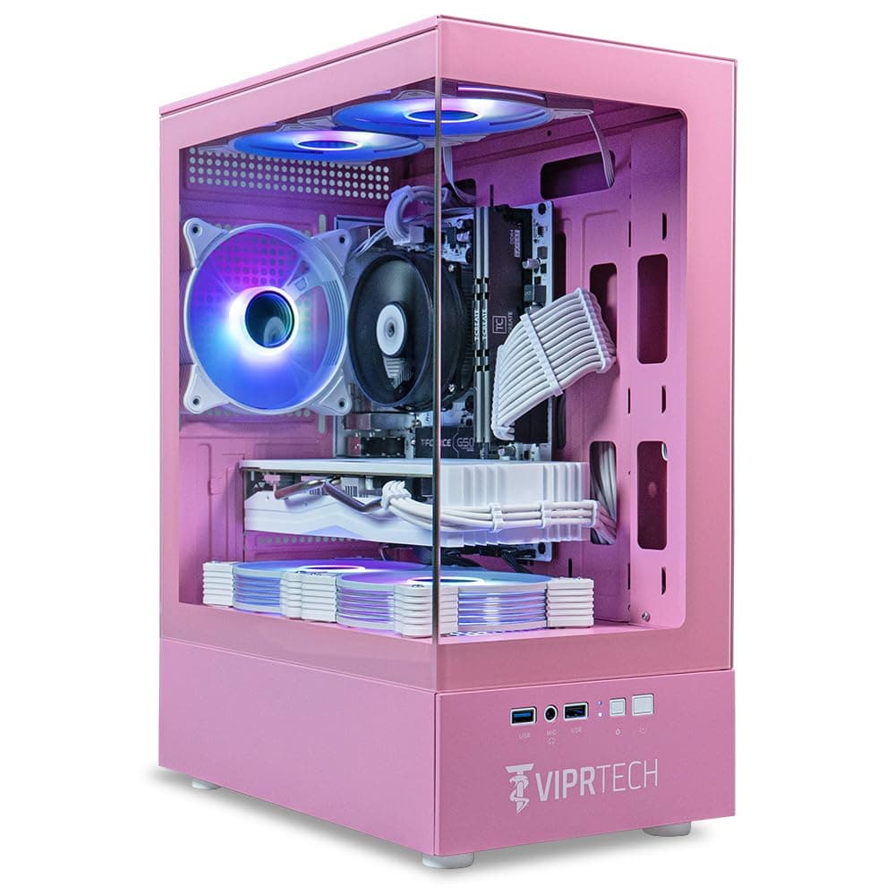 ViprTech Stryker 1.0 PC Gaming - AMD Ryzen 7 (4.1GHz Turbo), RX 580 8GB, 32GB DDR4 3200, SSD NVMe 1TB, Fuente 700W, Wi-Fi y Bluetooth, Windows 11 Pro, RGB, Desktop Prearmado, Rosa R7-580-32G-1T-Stryker-P