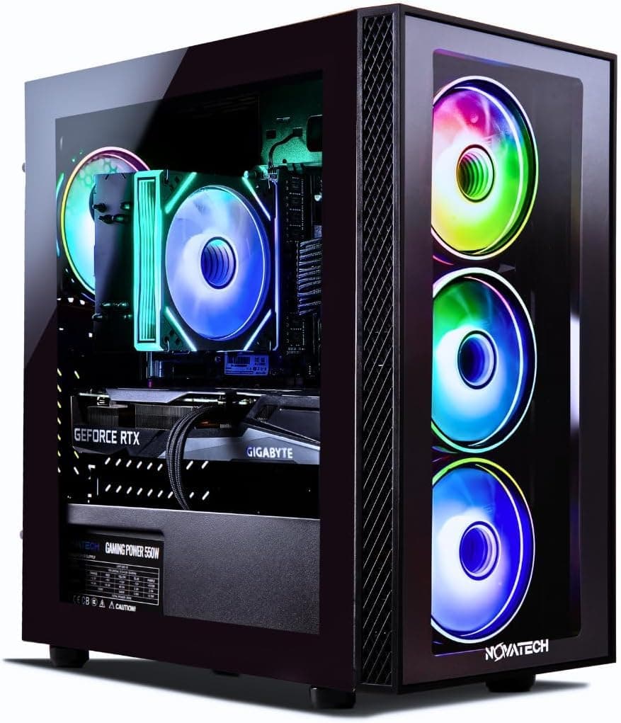 NOVATECH Phantom 2 - PC Gaming de Escritorio Preconfigurado - RTX 3050 - i7 Xeon 3.5GHz - 16GB RAM - SSD M.2 512GB WiFi/BT, Win 11 Pro - Torre para Juegos, PC Gaming Prearmado - 1 Año de Garantía