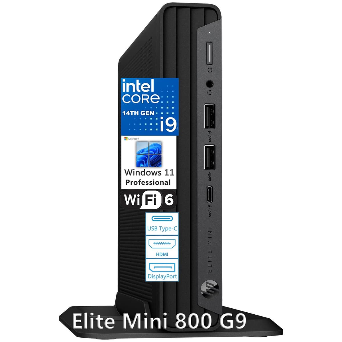 HP Elite Mini 800 G9 - Mini PC con Intel Core i9-14900, 32GB DDR5, 1TB PCIe SSD, Windows 11 Pro