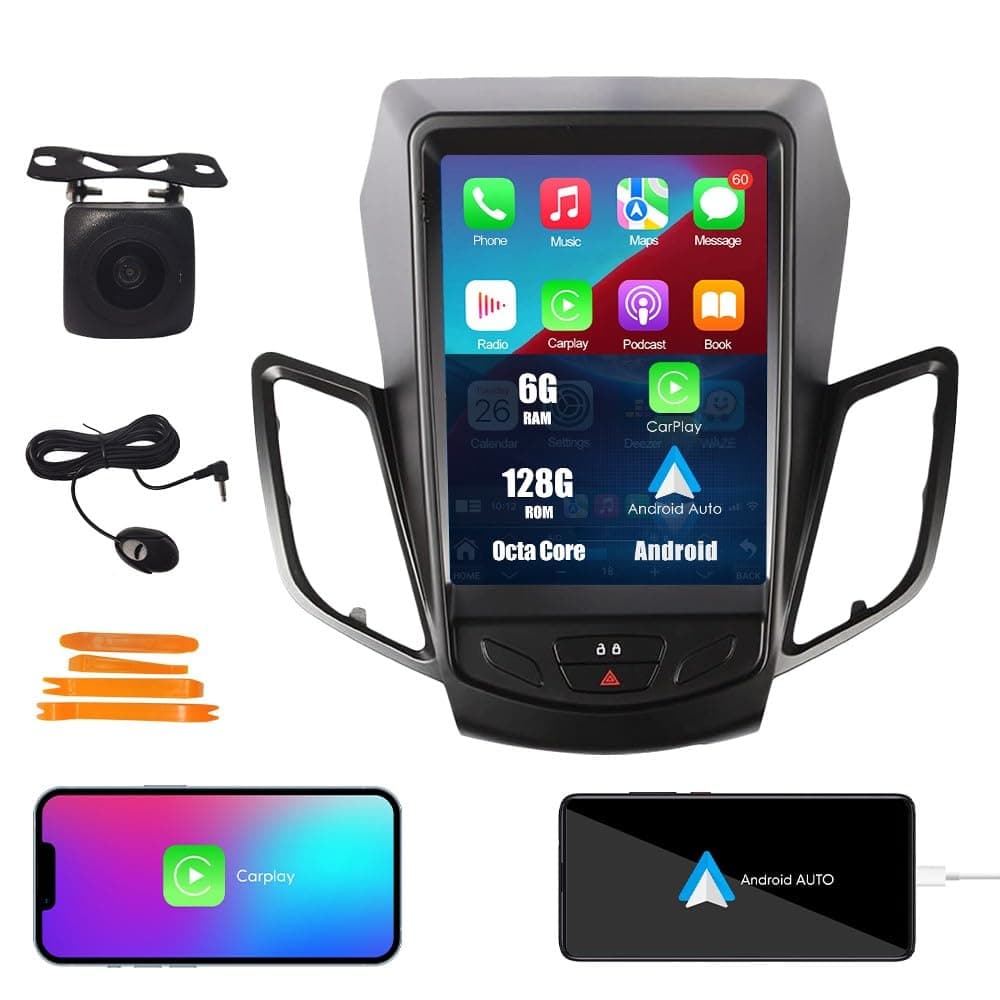 KUNFINE KF-V4656A: Radio 9.7" estilo Tesla con CarPlay/Android Auto para Ford Fiesta 2009-2011 (6G+128G)