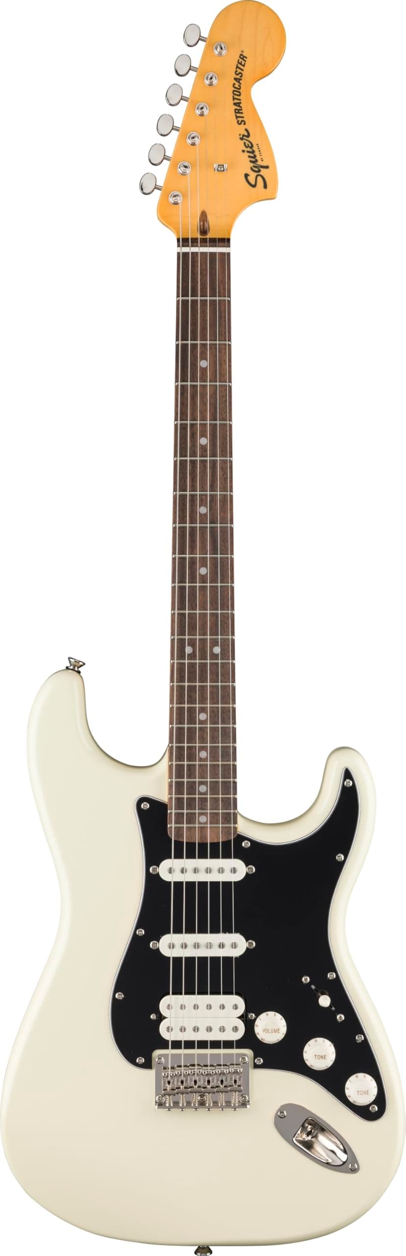 Fender Classic Vibe Stratocaster HT HSS estilo años 70, diapasón de laurel, golpeador negro, blanco olímpico 0374027505