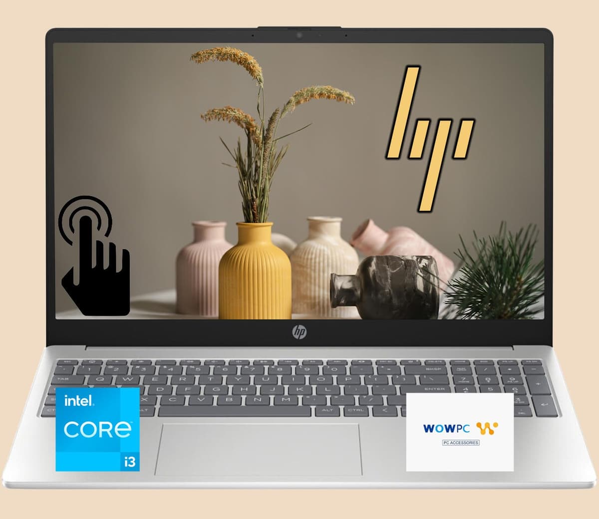 HP Pavilion portátil, pantalla táctil HD de 15.6", Intel i3-1315U, 32 GB RAM, 1 TB SSD (512 GB SSD + 512 GB de disco), Windows 11 Pro, WiFi 6, audio HD, cámara HD, hasta 10.25 horas de uso, BrightView, con paquete WOWPC 3 en 1