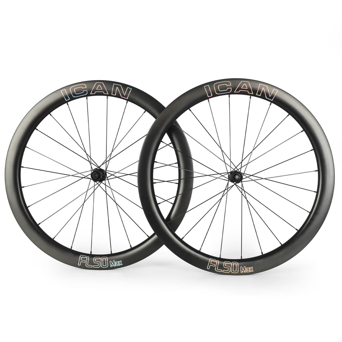 ICAN FL50 Max Juego de Ruedas de Carbono Disc 700C (23mm interno) 36T Ratchet - Compatible Road HG FL50-Max-Disc-Shi