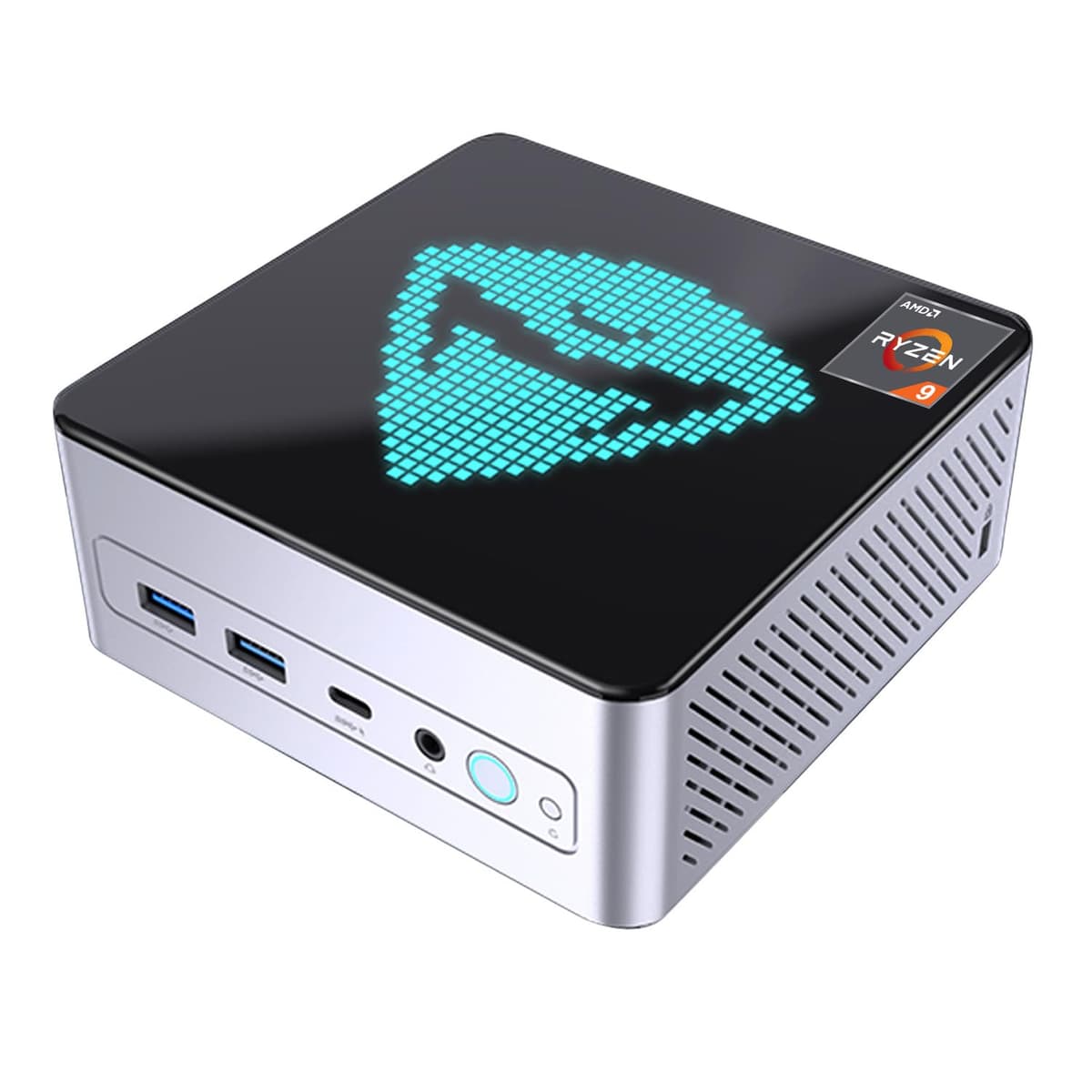 Machenike Mini Desktop, AMD Ryzen 9 7940HS de 8 núcleos, AMD Ryzen AI con Radeon 780M, 32GB DDR5, SSD de 1TB, Soporta 2 monitores 4K, HDMI, DP, Type-C, RJ-45, Wi-Fi 6, Windows 11 Pro GTX Mini PC