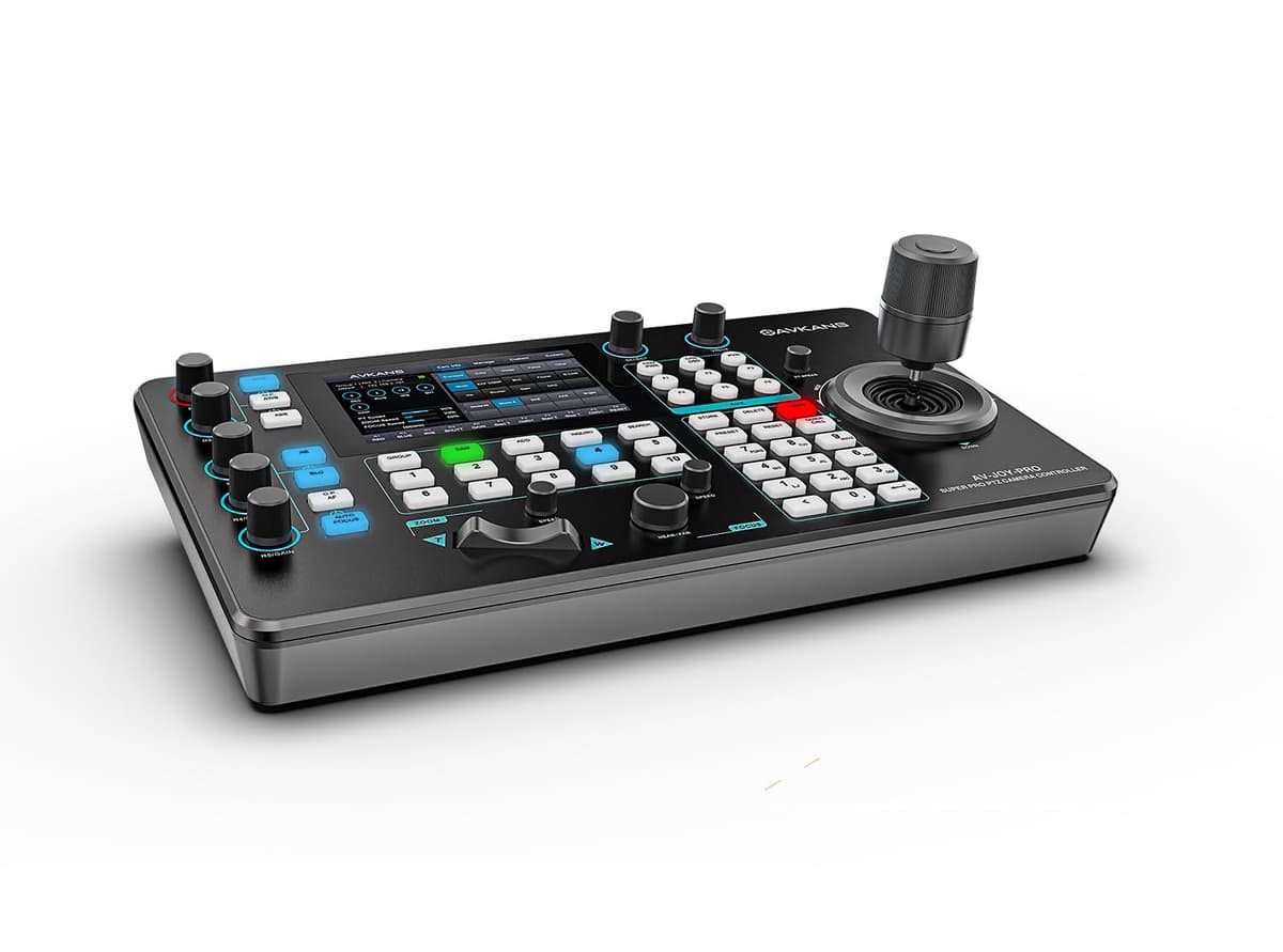 Controlador de Joystick PTZ AVKANS Pro para Cámara con LCD Táctil de Vista Previa de 5 pulgadas, Teclado Controlador IP NDI para Cámara con Joystick 4D para Transmisión en Vivo en Iglesias y Producción de Video, PoE Habilitado (Pantalla Táctil de 5 pulgadas) AV-JOY-PRO