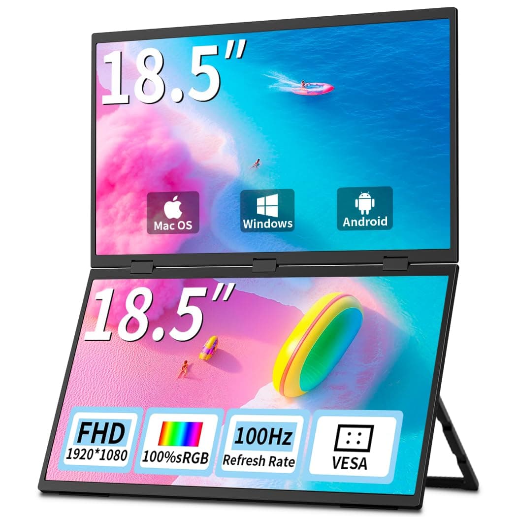 Magedok MageFlex-185A Monitor portátil dual 18.5" 100Hz, 1080p, 100% sRGB, VESA y rotación automática
