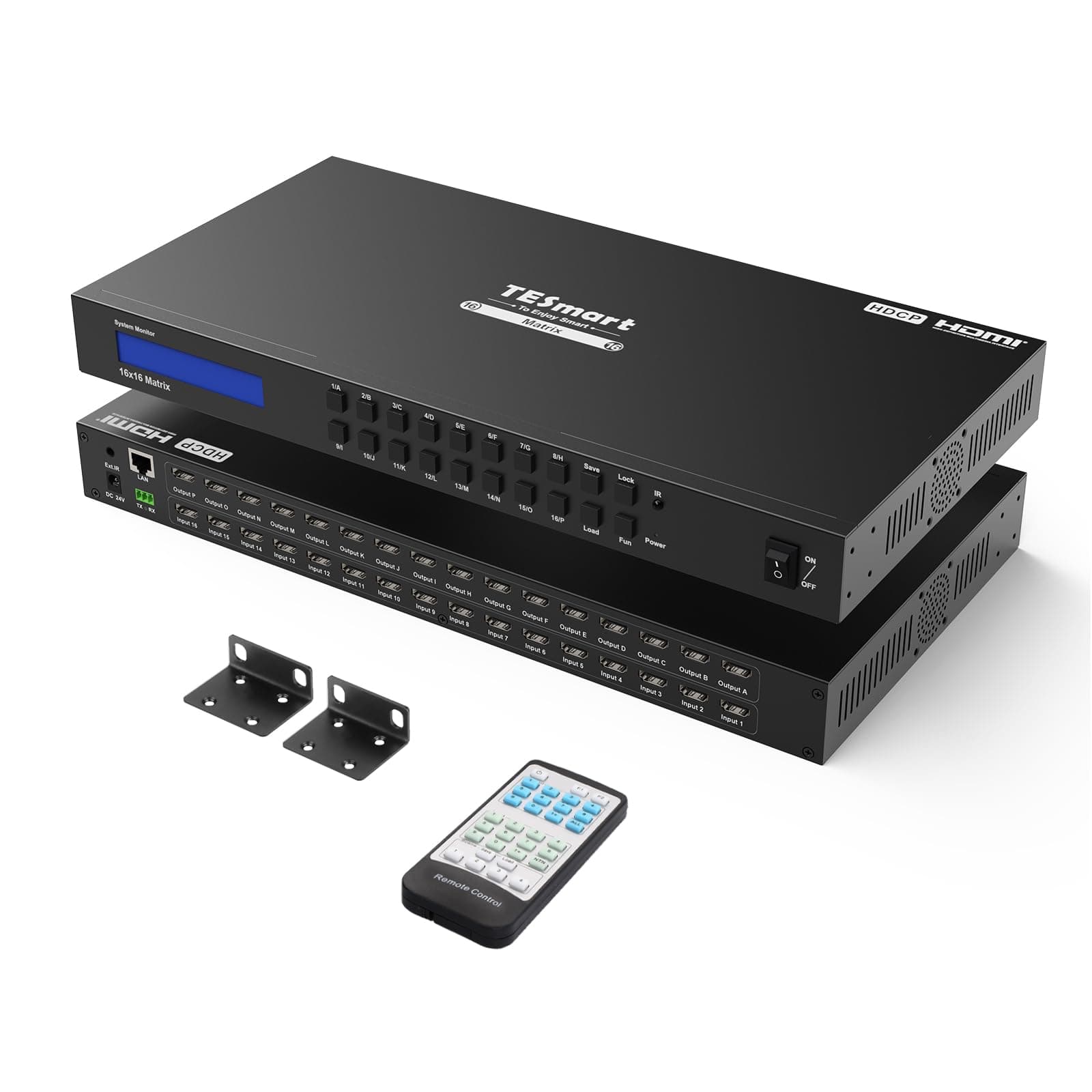TESmart HDMI Matrix 16x16 HMA1616-L23 - 4K@30Hz, RS232, LAN, Rack Mount TES-HMA1616A20-USBK