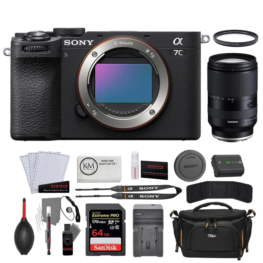 Sony a7C II Mirrorless Cámara Negra + Tamron 28-200mm f/2.8-5.6 + Accesorios (Bundle 7 piezas) BSONILCE7CM2B-004