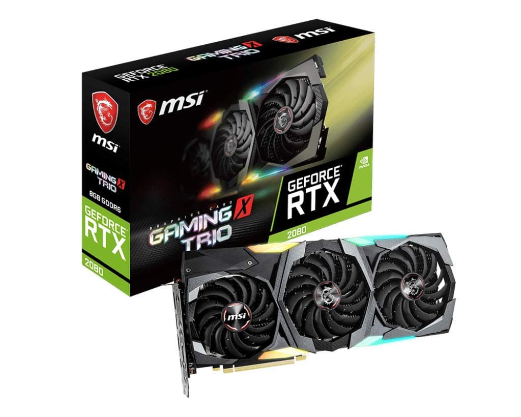 MSI Gaming GeForce RTX 2080 8GB GDDR6 256 bits VR Ready Tarjeta Gráfica (RTX 2080 GAMING X TRIO), Boost Clock: 1860 MHz GeForce RTX 2080 GAMING X TRIO