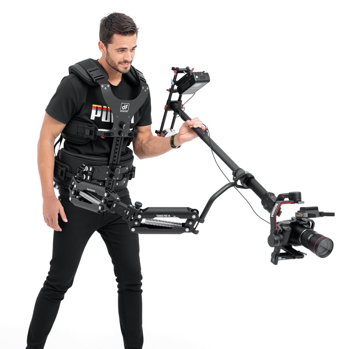 DIFESURO DF DIGITALFOTO Thanos Pro X Sistema de soporte con arnés y monopode giratorio para gimbal, capacidad 5-15KG