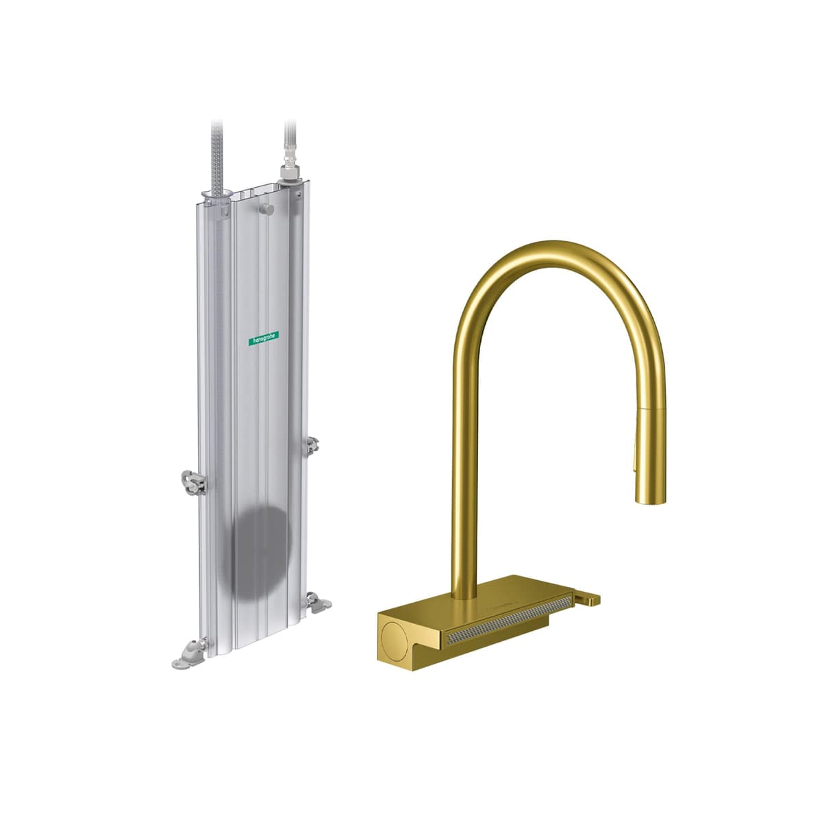 hansgrohe Aquno Select Gold Grifo de Cocina de Alto Arco con Rociador Extraíble y Anclaje Magnético 73831251