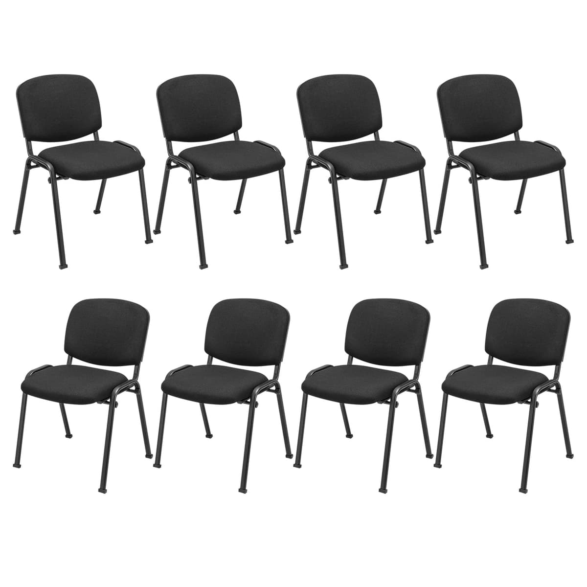 Set de 8 Sillas para Sala de Conferencias Tangkula, Apilables para Oficina con Respaldo y Asiento Tapizados, Sillas Ergonómicas de Recepción para Sala de Espera, Sala de Reuniones, Recepción, Negro 10444-CB-TA