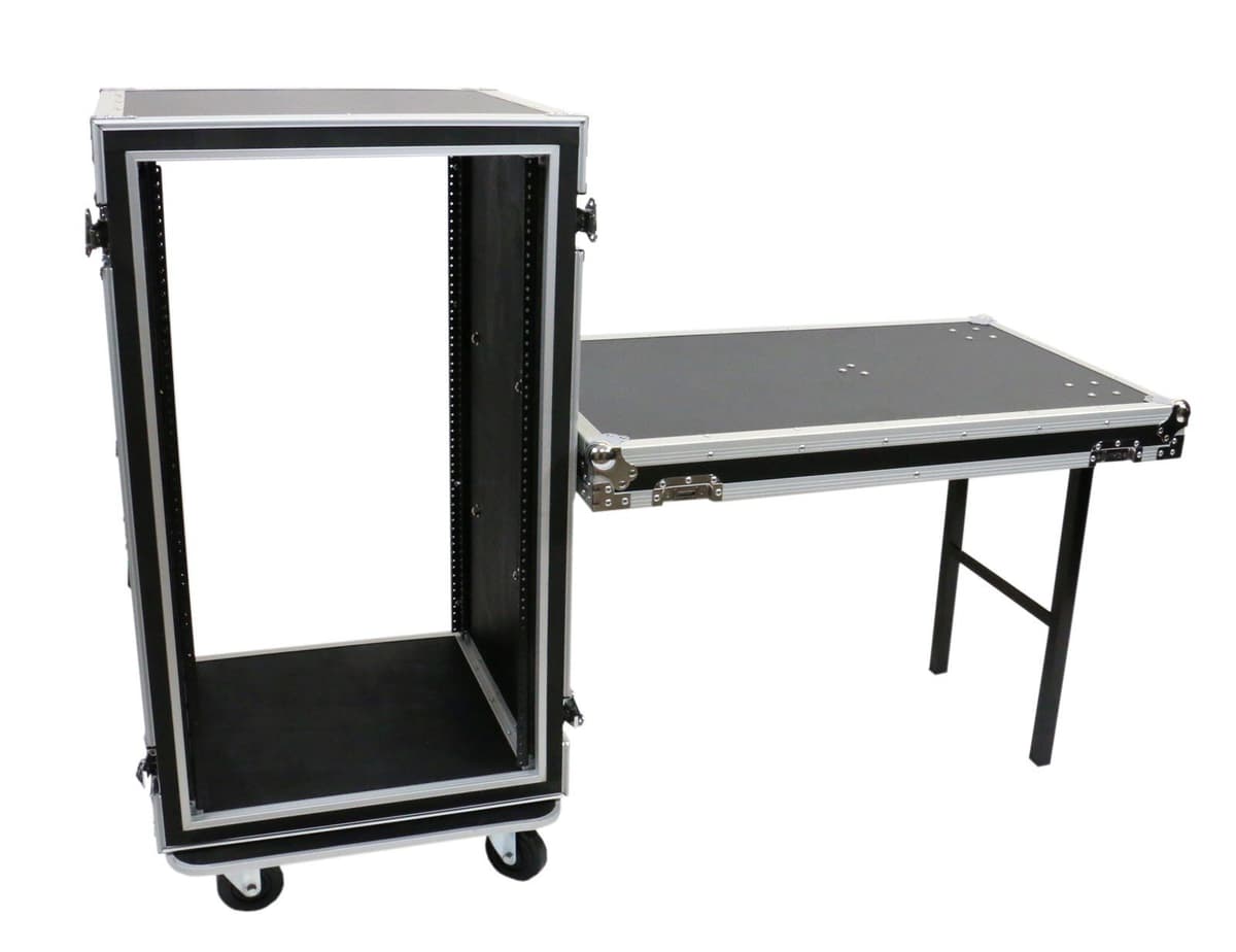 Elite Core Case rack amp rígido tipo ATA para carretera de 20 espacios (20U) (20" de profundidad) con ruedas y tapa tipo mesa SC20U-20SL