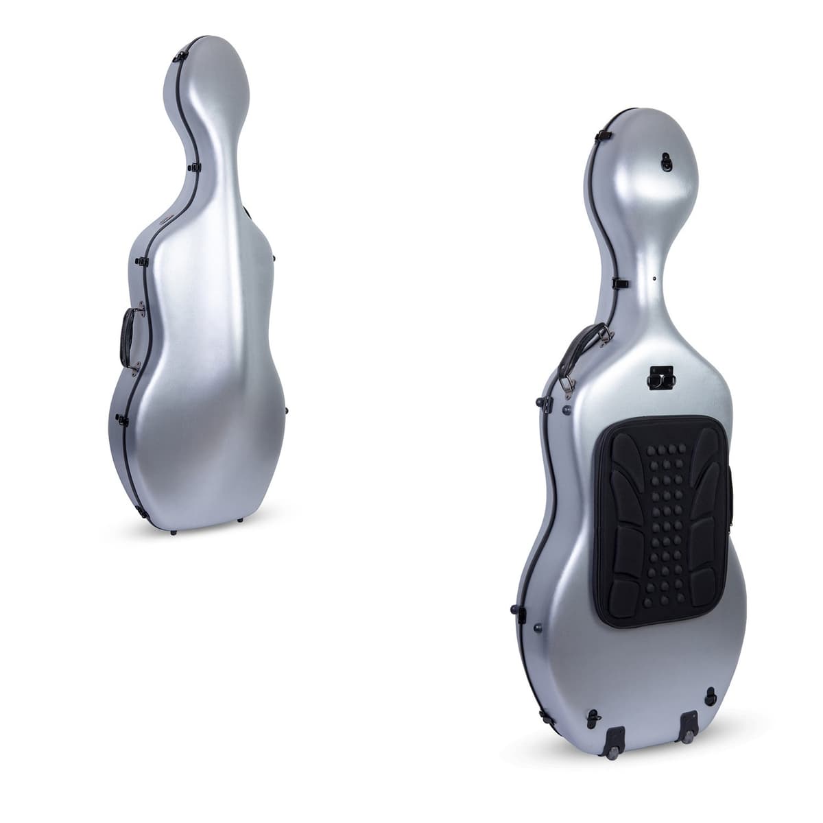 Crossrock estuche rígido para cello 4/4 polycarbonato mate plata con ruedas y bolsa para partituras CRF1000CEFSLHT