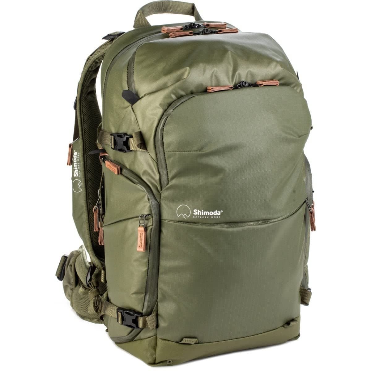 Kit de inicio Mochila de aventura Shimoda Explore V2 35 litros con unidad central para DSLR mediana, verde ejército 14769