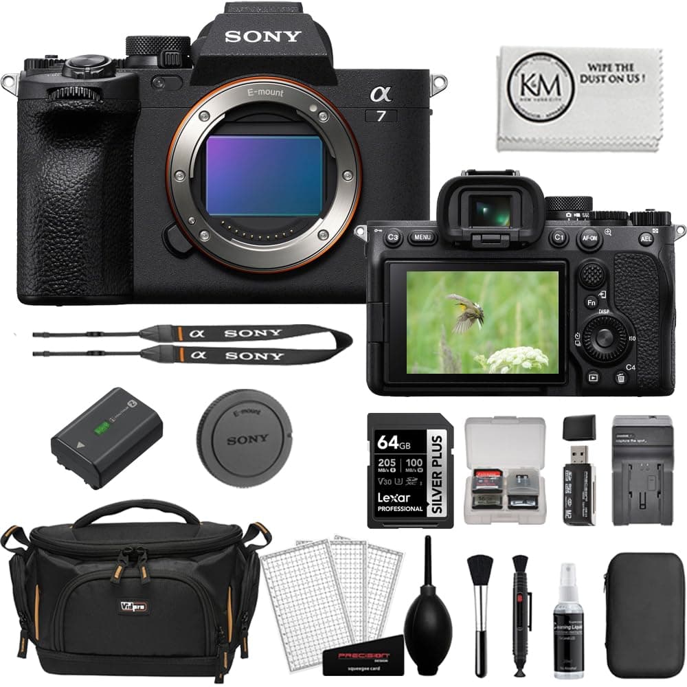 Sony Alpha a7 IV cuerpo con kit de 9 accesorios (64GB, estuche y cargador) BSONILCE7M4B-006