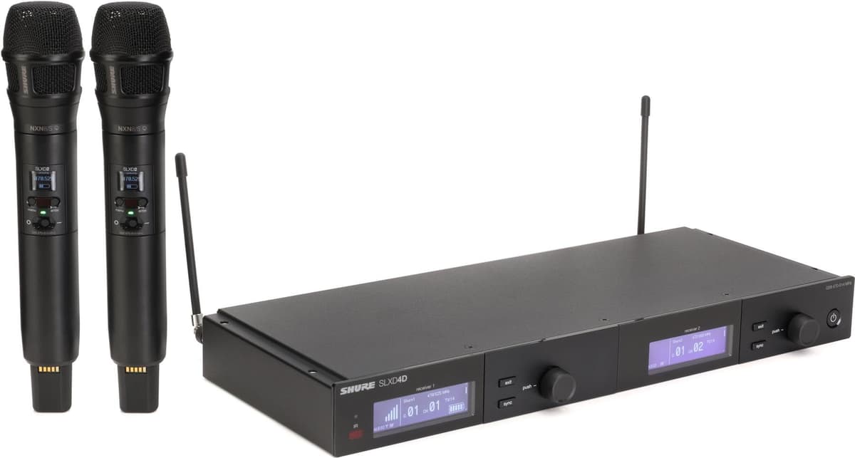 Shure SLXD24D/N8SB Sistema inalámbrico dual SLX-D con dos transmisores SLXD2 y cápsulas Nexadyne 8/S (G58) SLXD24D/N8SB-G58
