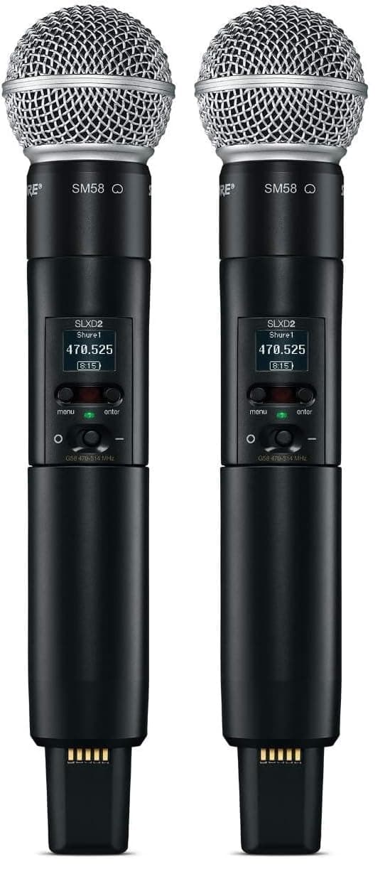 Shure SLXD2/SM58 Transmisor de mano con cápsula SM58 - Paquete de 2 (banda G58) SLXD2/SM58:-G58